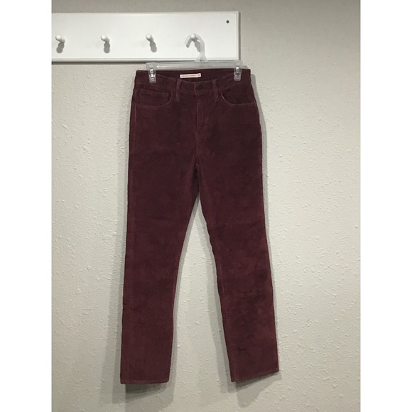 Levi Strauss & Co. Denim - Levi's 724 High Rise Slim Straight Corduroy Pants Burgundy Womens 28 Indie Retro
